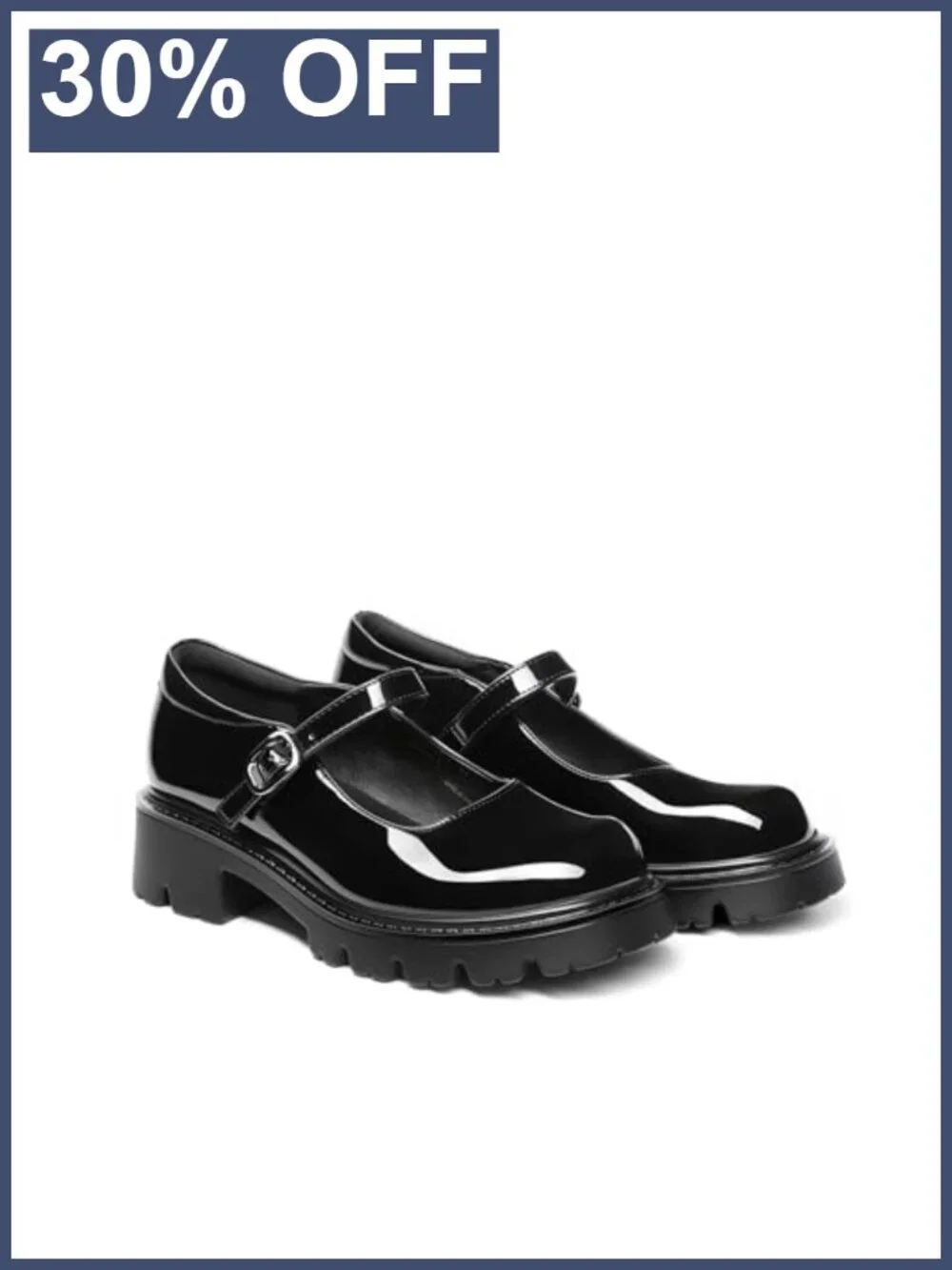 Mary Jane Platform Pumps with Faux Leather Upper and Chunky Heel